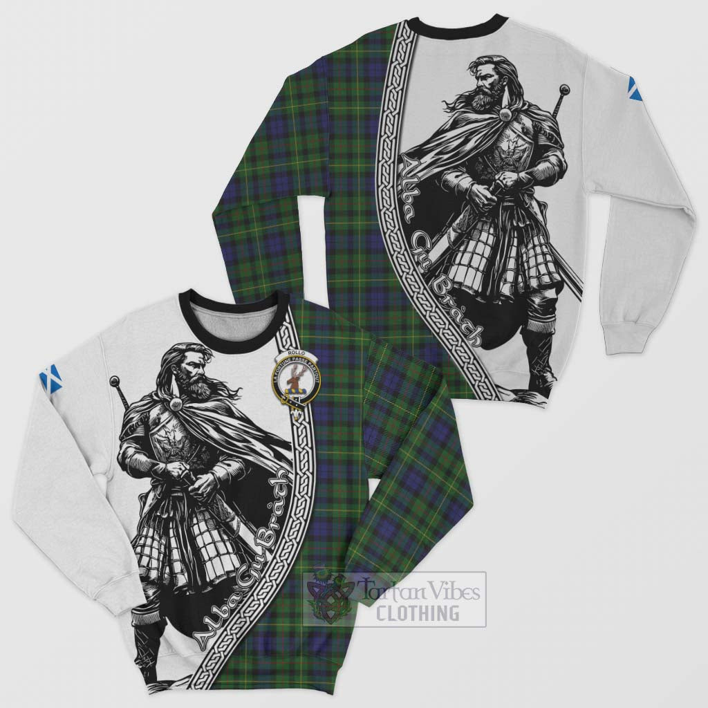 Tartan Vibes Clothing Rollo Tartan Clan Crest Sweatshirt with Highlander Warrior Celtic Style