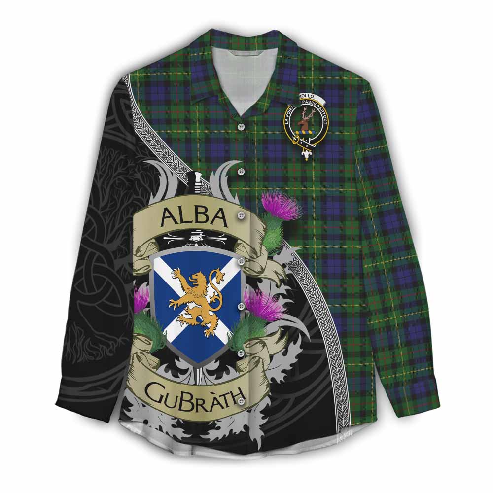 Tartan Vibes Clothing Rollo Tartan Family Crest Women's Casual Shirt Lion Rampant Royal Thistle Shield Celtic Inspired