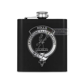 Tartan Vibes Clothing Rollo Crest Hip Flask Set 7oz Black Stainless Steel with A Gift Box