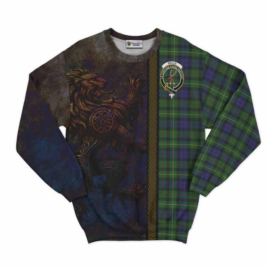 Tartan Vibes Clothing Rollo Tartan Family Crest Sweatshirt Alba Gu Brath Be Brave Lion Ancient Style