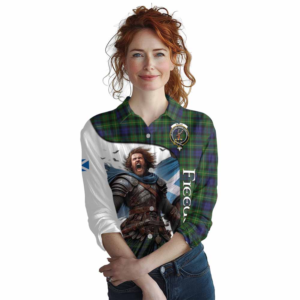 Tartan Vibes Clothing Rollo Crest Tartan Women's Casual Shirt Inspired by the Freedom of Scottish Warrior