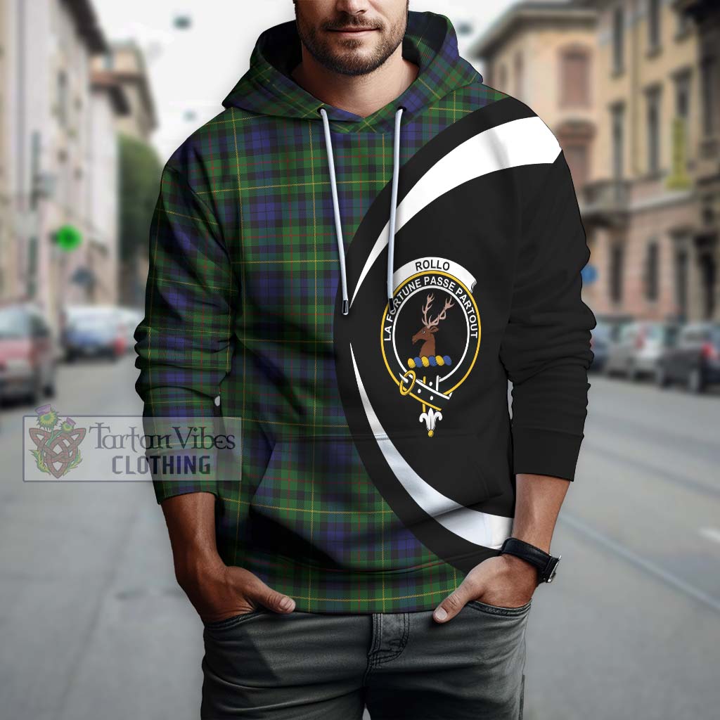 Rollo Tartan Hoodie with Family Crest Circle Style Zip Hoodie - Tartan Vibes Clothing