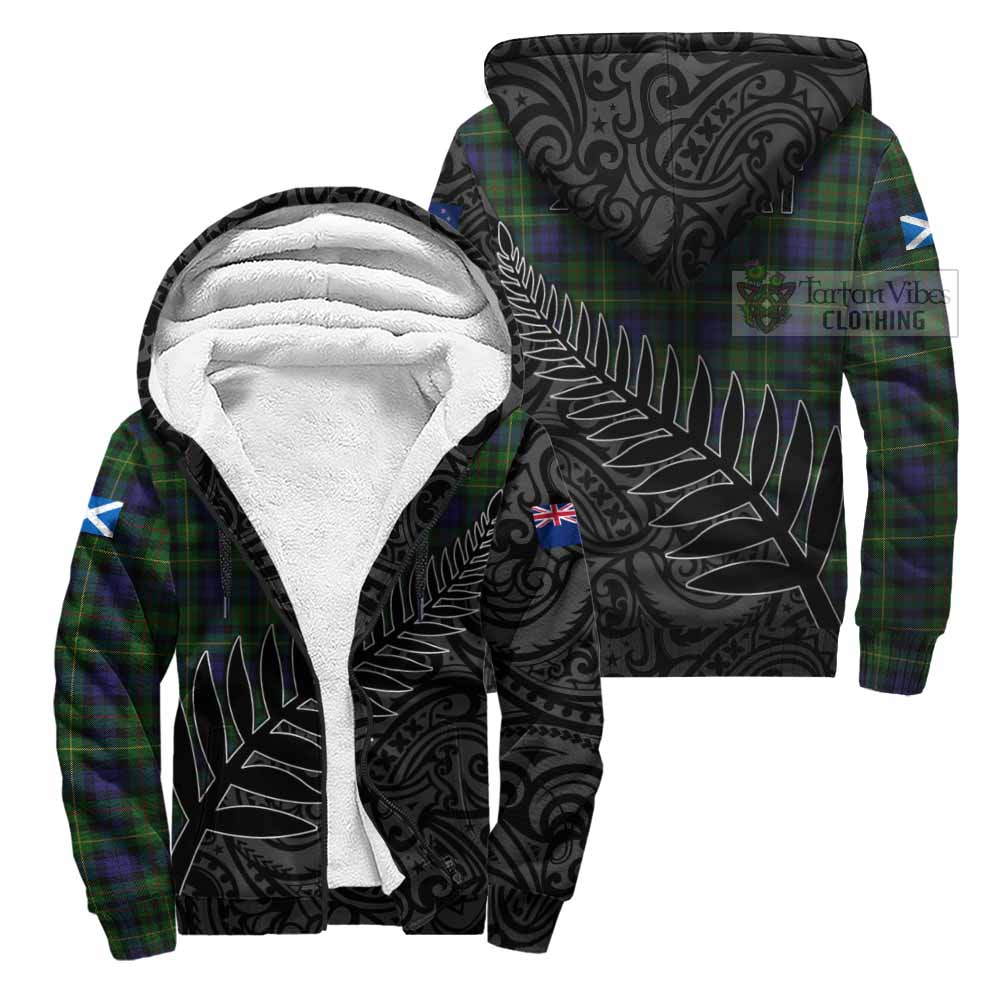 Tartan Vibes Clothing Rollo Crest Tartan Sherpa Hoodie with New Zealand Silver Fern Half Style