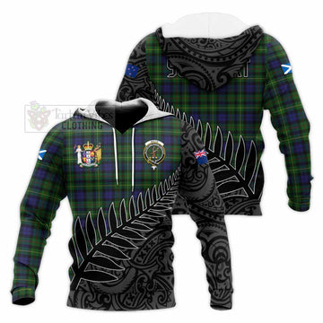 Rollo Crest Tartan Knitted Hoodie with New Zealand Silver Fern Half Style