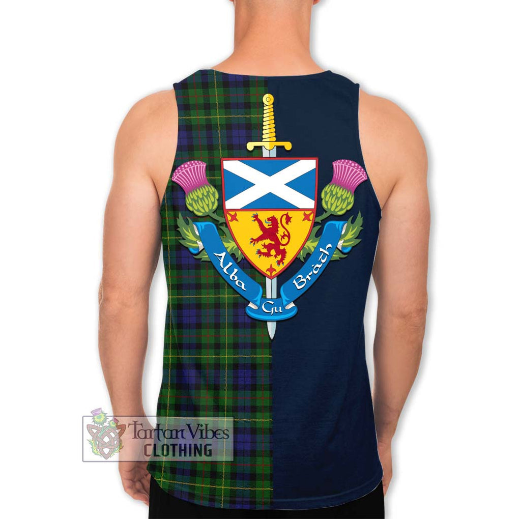 Tartan Vibes Clothing Rollo Tartan Men's Tank Top with Scottish Lion Royal Arm Half Style