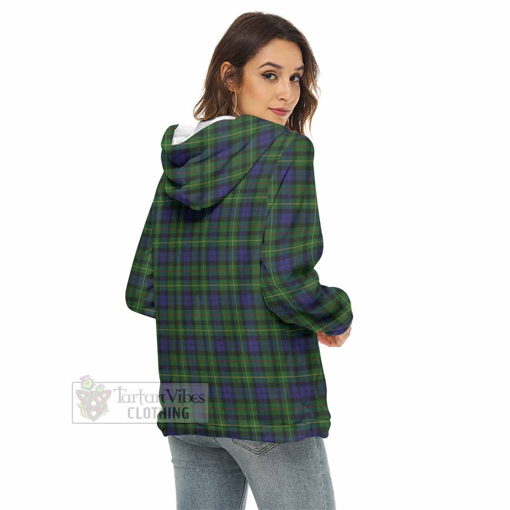 Rollo Tartan Women's Borg Fleece Hoodie with Half Zip with Family Crest - Tartan Vibes Clothing