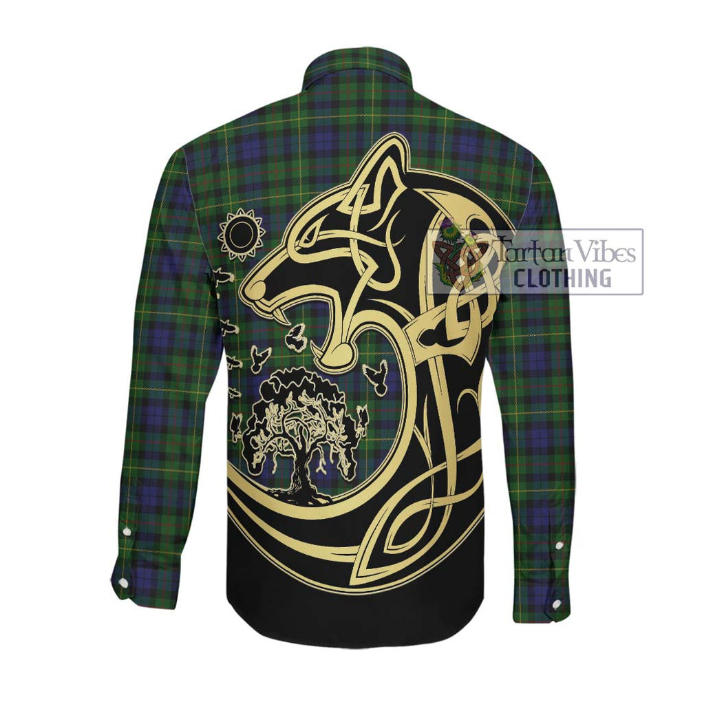Rollo Tartan Long Sleeve Button Shirt with Family Crest Celtic Wolf Style Men's Shirt - Tartan Vibes Clothing