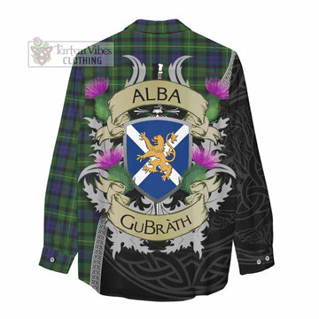 Tartan Vibes Clothing Rollo Tartan Family Crest Women's Casual Shirt Lion Rampant Royal Thistle Shield Celtic Inspired