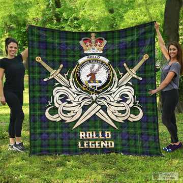 Rollo Tartan Quilt with Clan Crest and the Golden Sword of Courageous Legacy