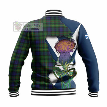 Rollo Tartan Family Crest Baseball Jacket Scottish Thistle Celtic Inspired