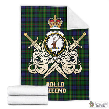 Rollo Tartan Blanket with Clan Crest and the Golden Sword of Courageous Legacy