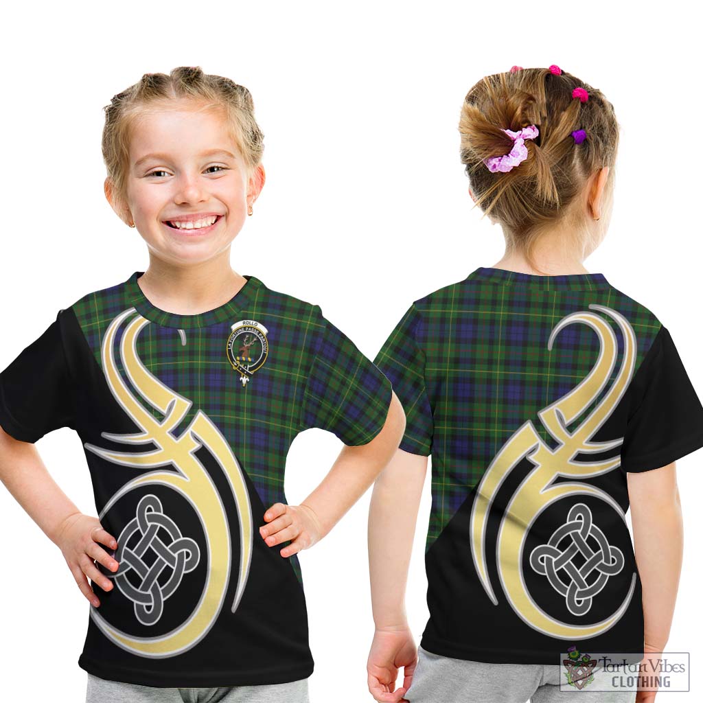 Rollo Tartan Kid T-Shirt with Family Crest and Celtic Symbol Style - Tartan Vibes Clothing