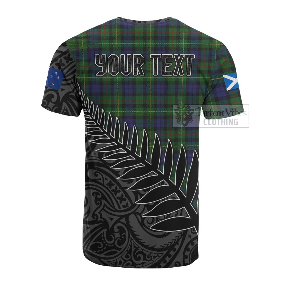 Tartan Vibes Clothing Rollo Crest Tartan Cotton T-shirt with New Zealand Silver Fern Half Style