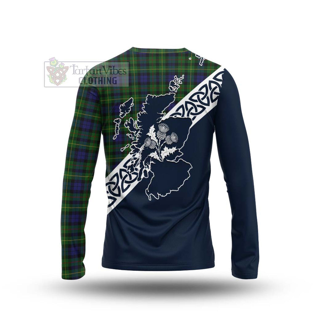 Tartan Vibes Clothing Rollo Tartan Long Sleeve T-Shirt Featuring Thistle and Scotland Map