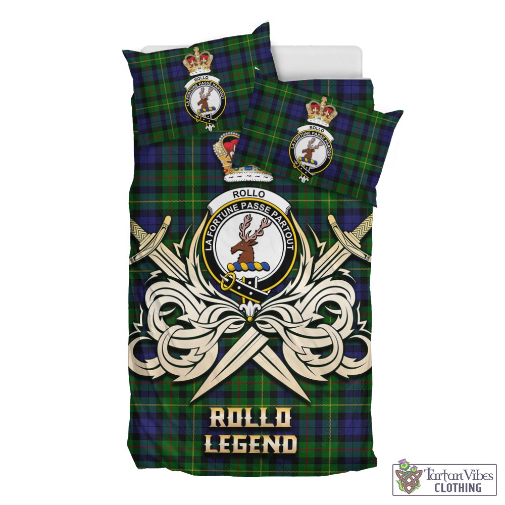 Tartan Vibes Clothing Rollo Tartan Bedding Set with Clan Crest and the Golden Sword of Courageous Legacy