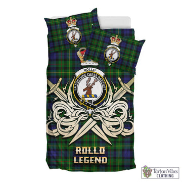 Rollo Tartan Bedding Set with Clan Crest and the Golden Sword of Courageous Legacy