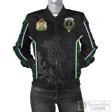 Rollo Tartan Bomber Jacket with Family Crest and Scottish Thistle Vibes Sport Style