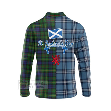 Tartan Vibes Clothing Rollo Tartan Long Sleeve Polo Shirt Happy St. Andrew's Day Half Tartan Style