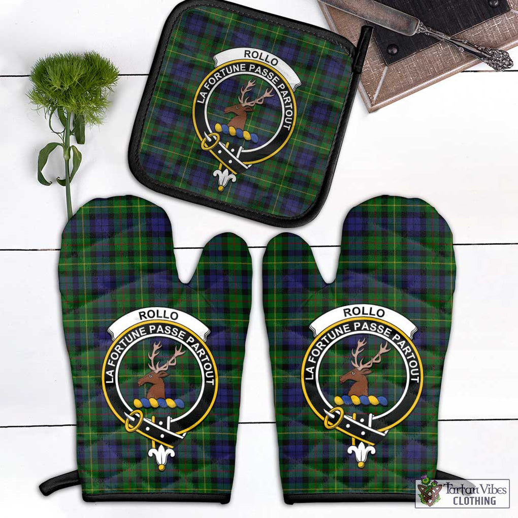 Rollo Tartan Combo Oven Mitt & Pot-Holder with Family Crest Combo 1 Oven Mitt & 1 Pot-Holder Black - Tartan Vibes Clothing