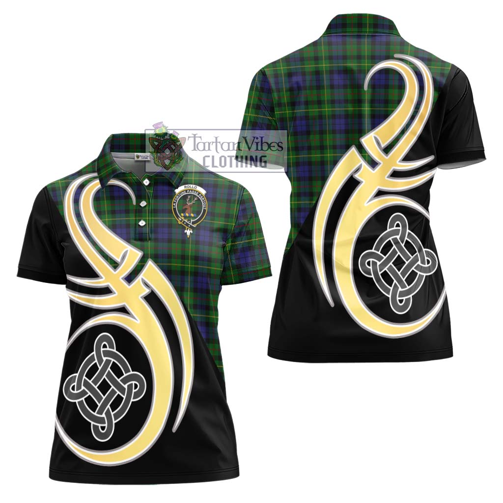 Rollo Tartan Women's Polo Shirt with Family Crest and Celtic Symbol Style - Tartan Vibes Clothing