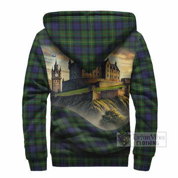 Rollo Tartan Family Crest Sherpa Hoodie with Scottish Ancient Castle Style