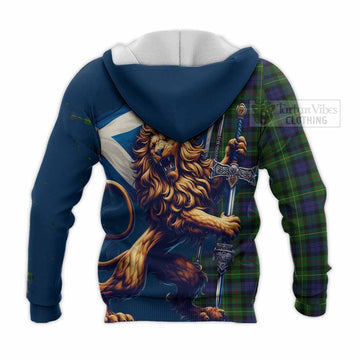 Rollo Tartan Family Crest Knitted Hoodie with Scottish Majestic Lion