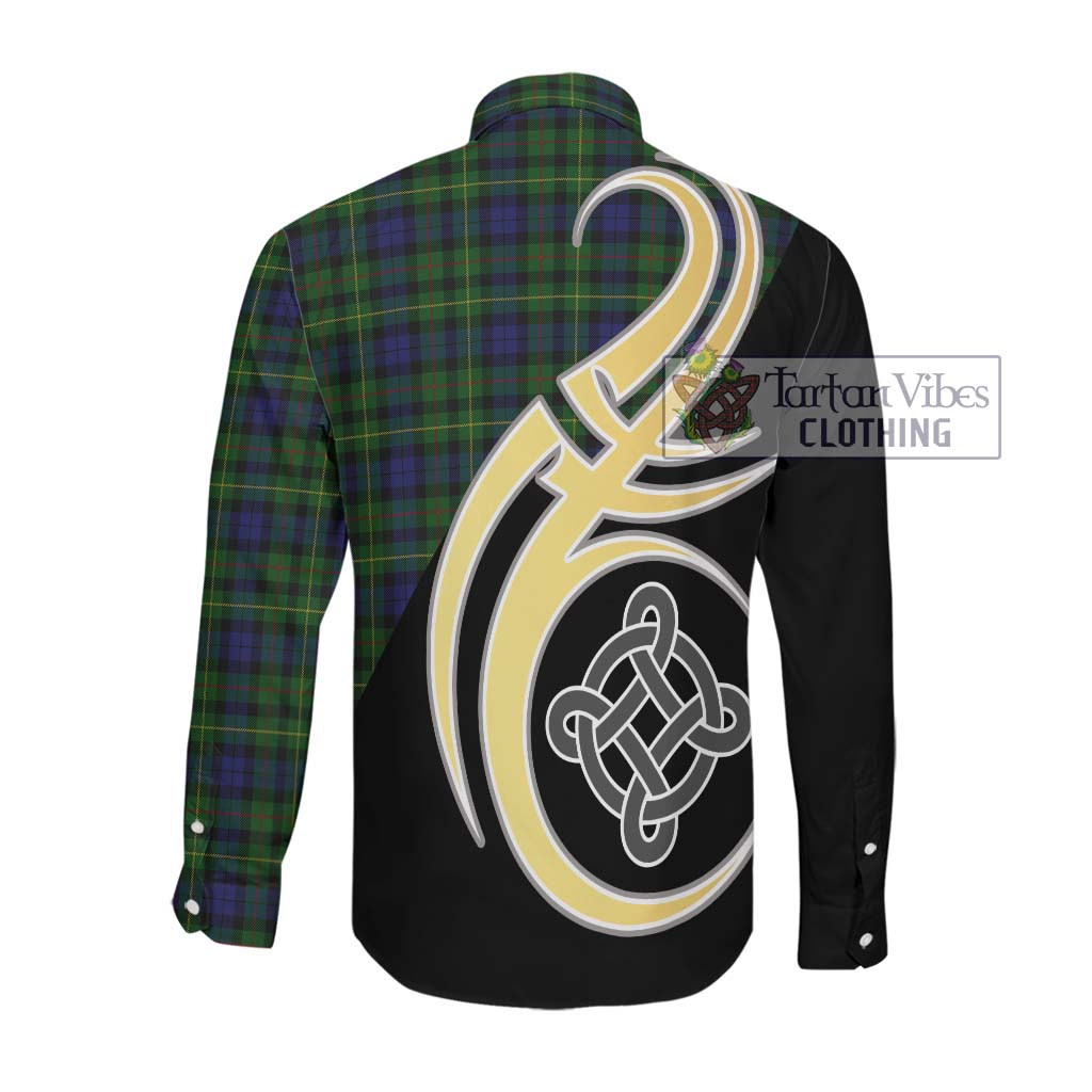 Rollo Tartan Long Sleeve Button Shirt with Family Crest and Celtic Symbol Style Men's Shirt - Tartan Vibes Clothing