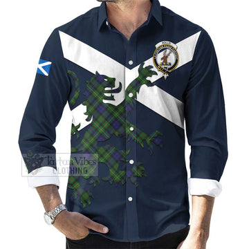 Rollo Tartan Lion Rampant Long Sleeve Button Shirt Proudly Display Your Heritage with Alba Gu Brath and Clan Name