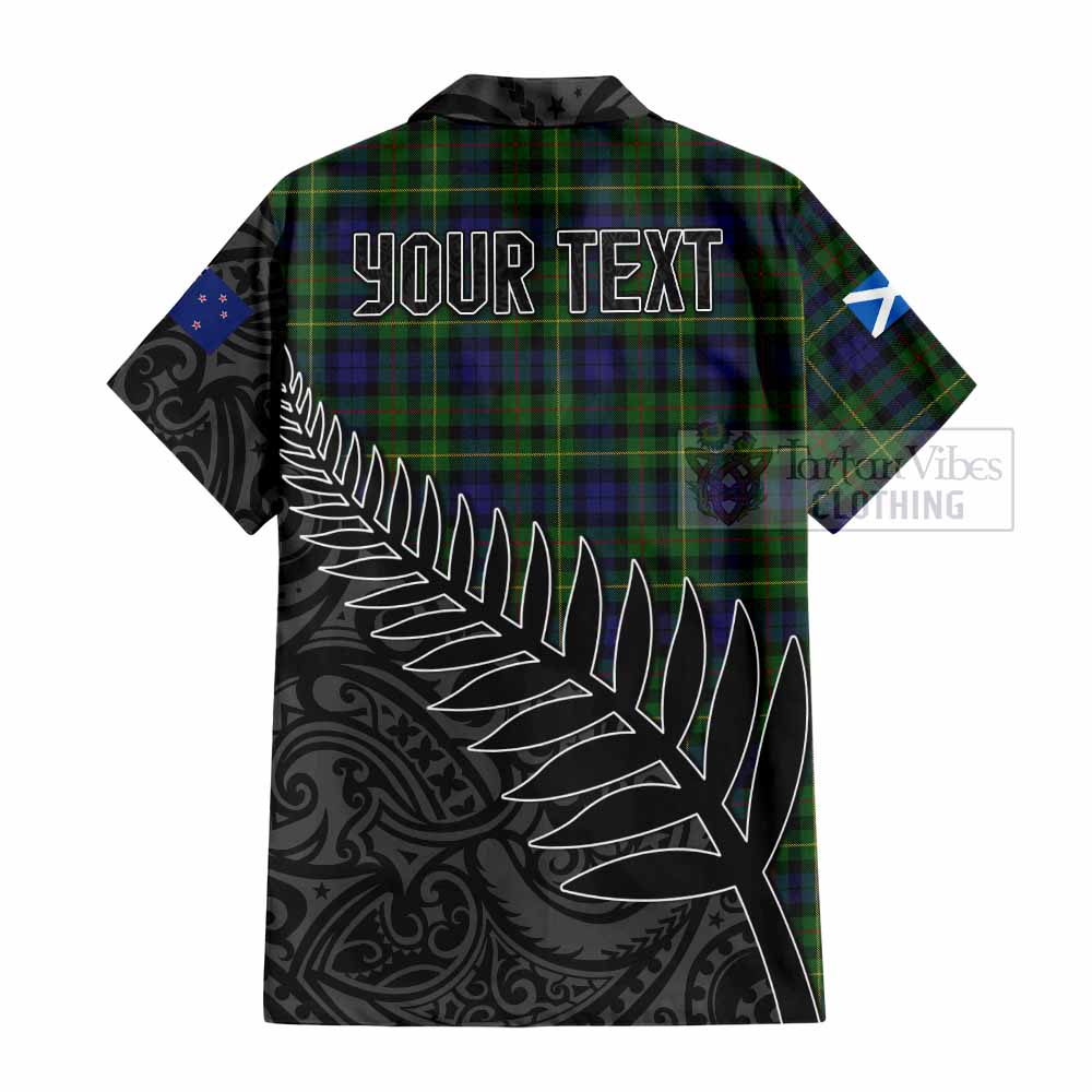 Tartan Vibes Clothing Rollo Crest Tartan Short Sleeve Button Shirt with New Zealand Silver Fern Half Style