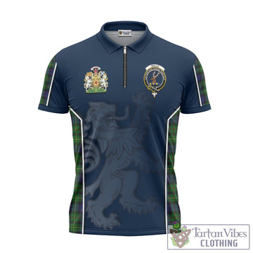 Rollo Tartan Zipper Polo Shirt with Family Crest and Lion Rampant Vibes Sport Style