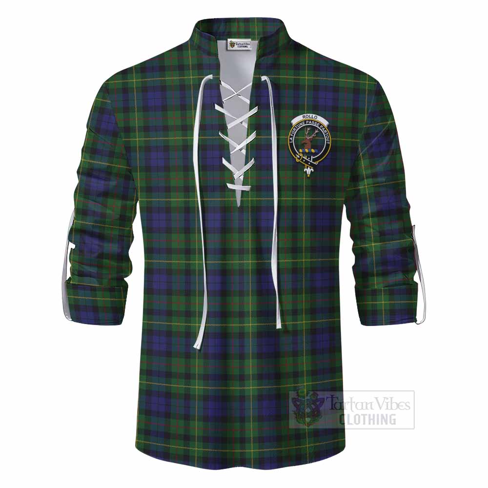 Tartan Vibes Clothing Rollo Tartan Ghillie Kilt Shirt with Family Crest DNA In Me Style