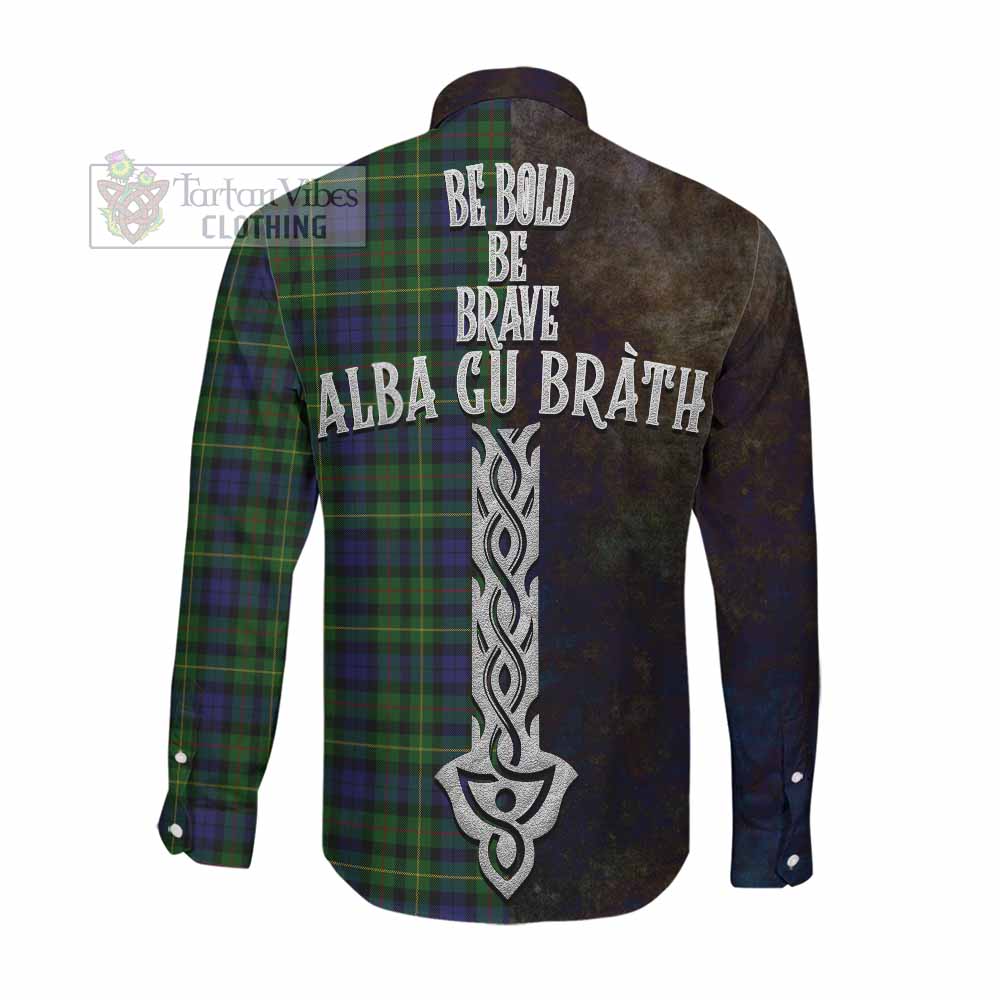 Tartan Vibes Clothing Rollo Tartan Family Crest Long Sleeve Button Shirt Alba Gu Brath Be Brave Lion Ancient Style