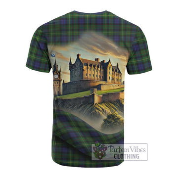 Rollo Tartan Family Crest Cotton T-shirt with Scottish Ancient Castle Style