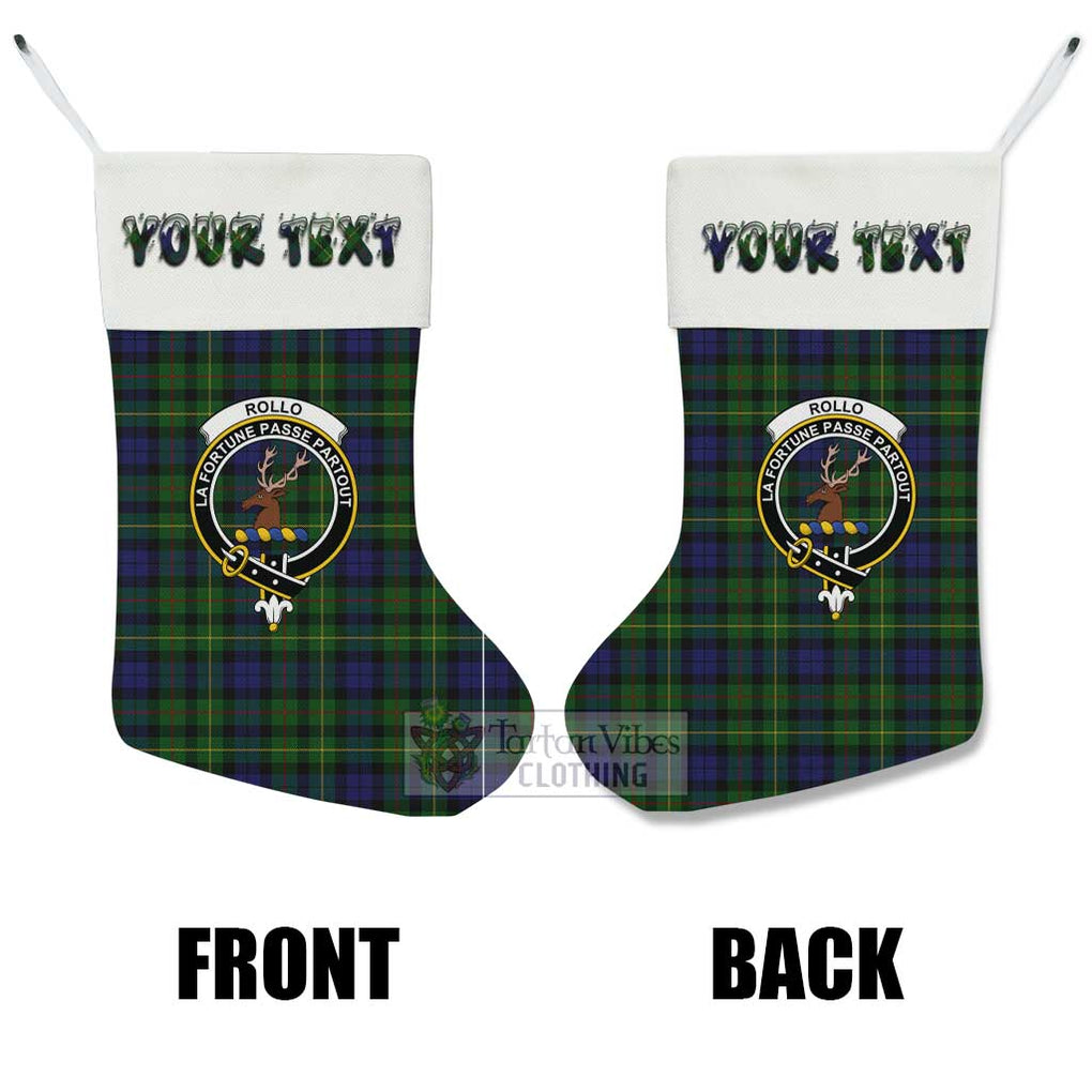 Tartan Vibes Clothing Rollo Tartan Family Crest Christmas Stocking with Personalized Text