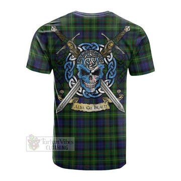 Tartan Vibes Clothing Rollo Tartan Cotton T-shirt with Family Crest Celtic Skull Style