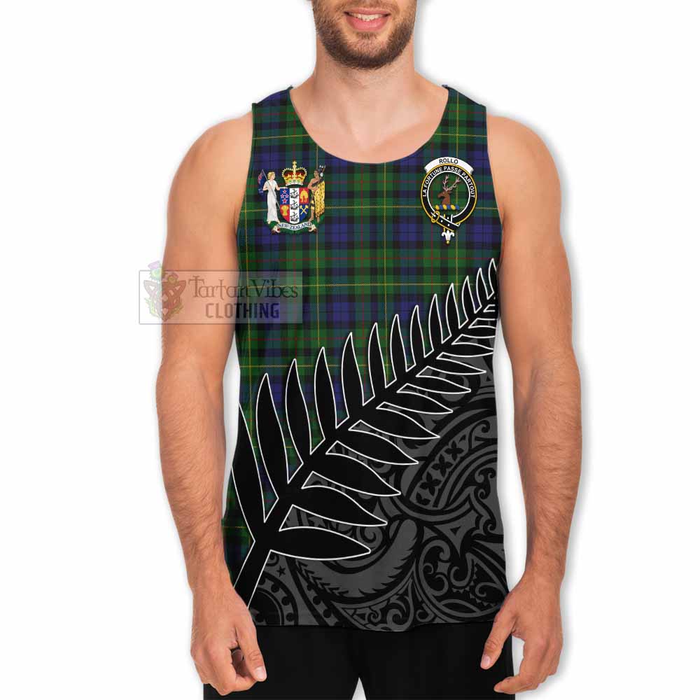 Tartan Vibes Clothing Rollo Crest Tartan Men's Tank Top with New Zealand Silver Fern Half Style