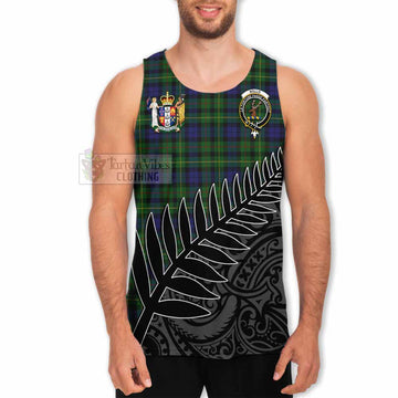 Tartan Vibes Clothing Rollo Crest Tartan Men's Tank Top with New Zealand Silver Fern Half Style