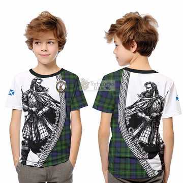 Rollo Tartan Clan Crest Kid T-Shirt with Highlander Warrior Celtic Style