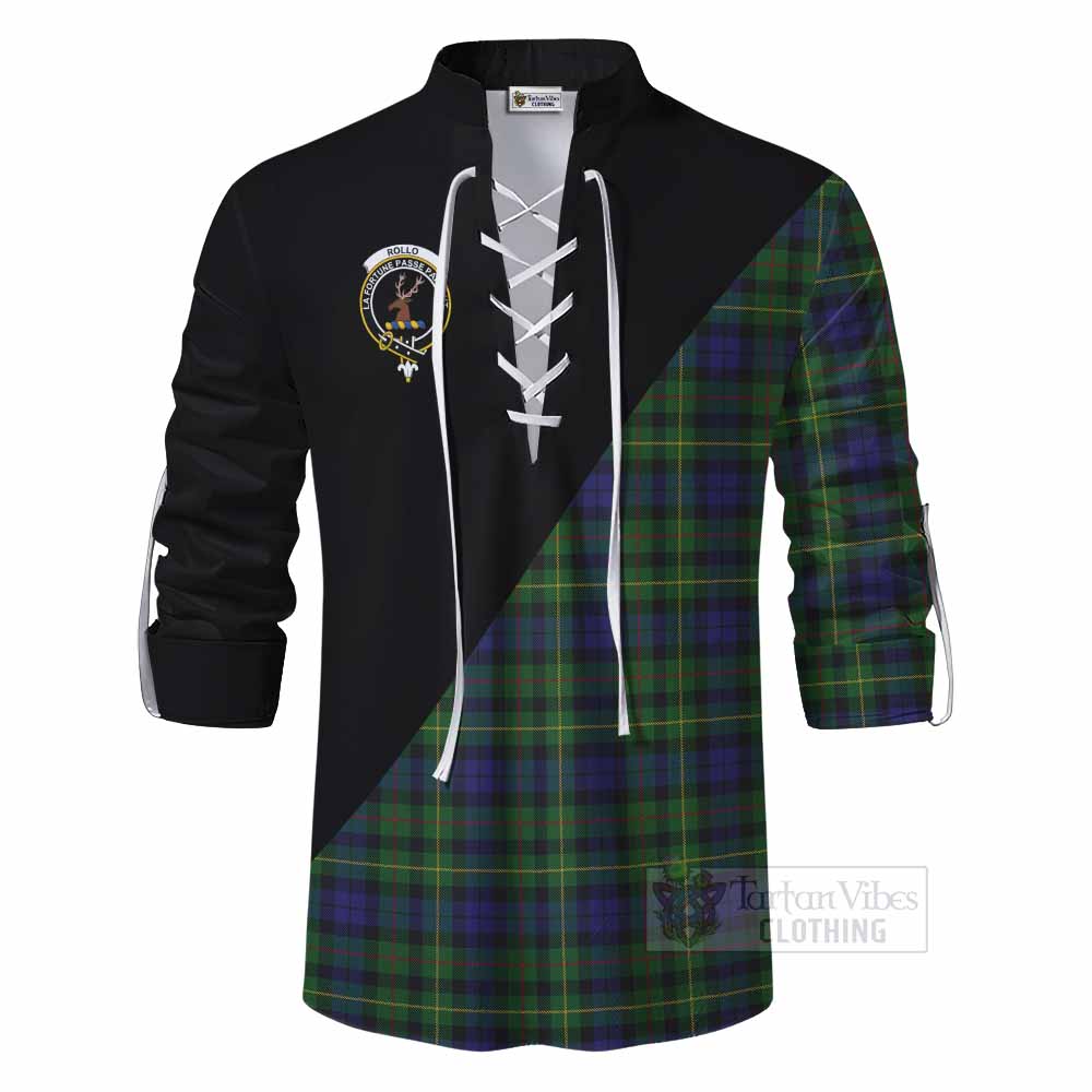 Tartan Vibes Clothing Rollo Tartan Ghillie Kilt Shirt with Family Crest and Military Logo Style