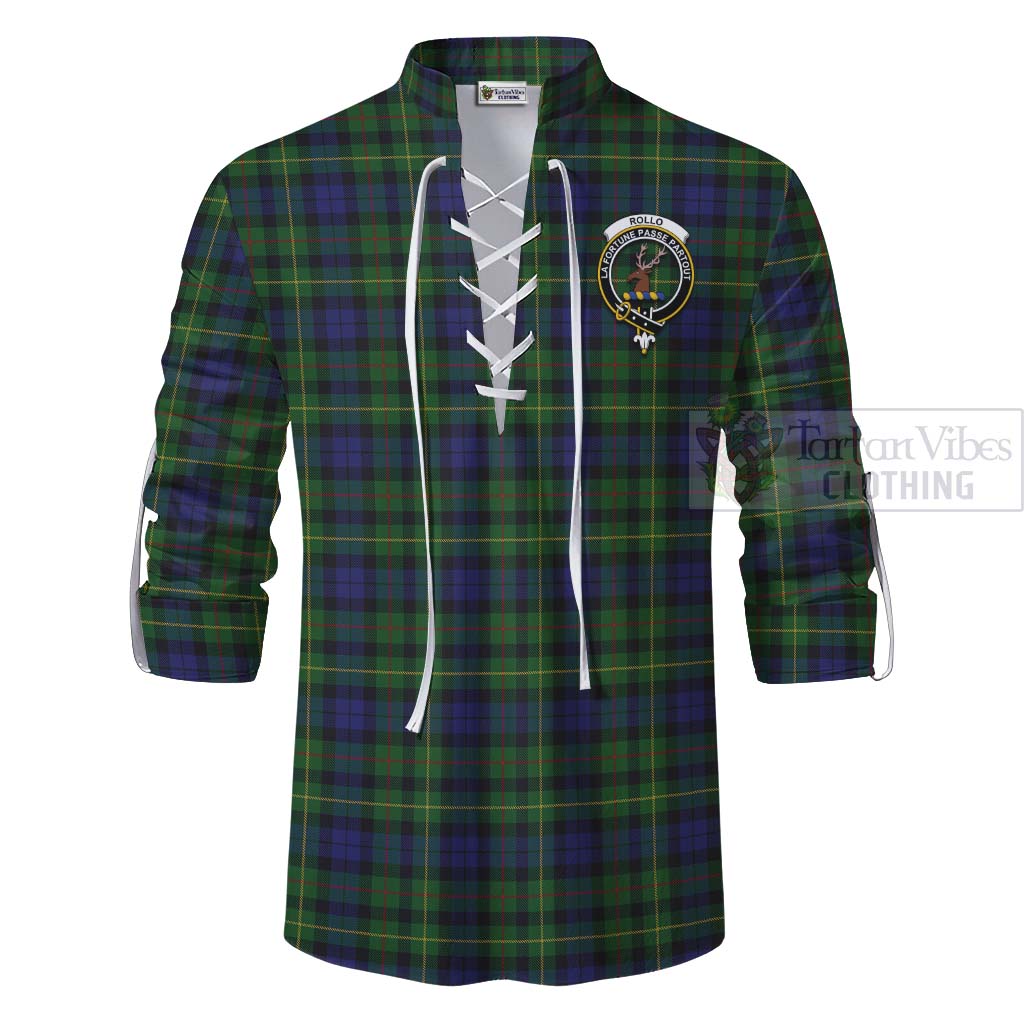 Tartan Vibes Clothing Rollo Tartan Ghillie Kilt Shirt with Family Crest and Bearded Skull Holding Bottles of Whiskey