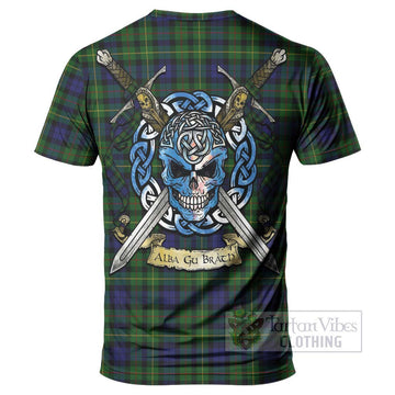Tartan Vibes Clothing Rollo Tartan T-Shirt with Family Crest Celtic Skull Style