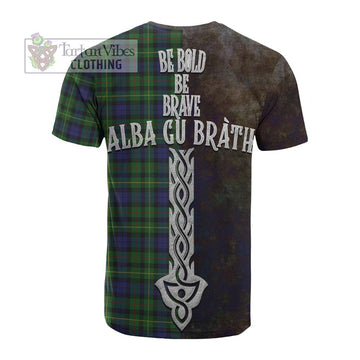 Rollo Tartan Family Crest Cotton T-shirt Alba Gu Brath Be Brave Lion Ancient Style
