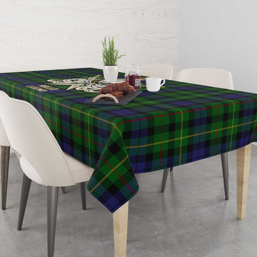 Rollo Tartan Tablecloth with Clan Crest and the Golden Sword of Courageous Legacy