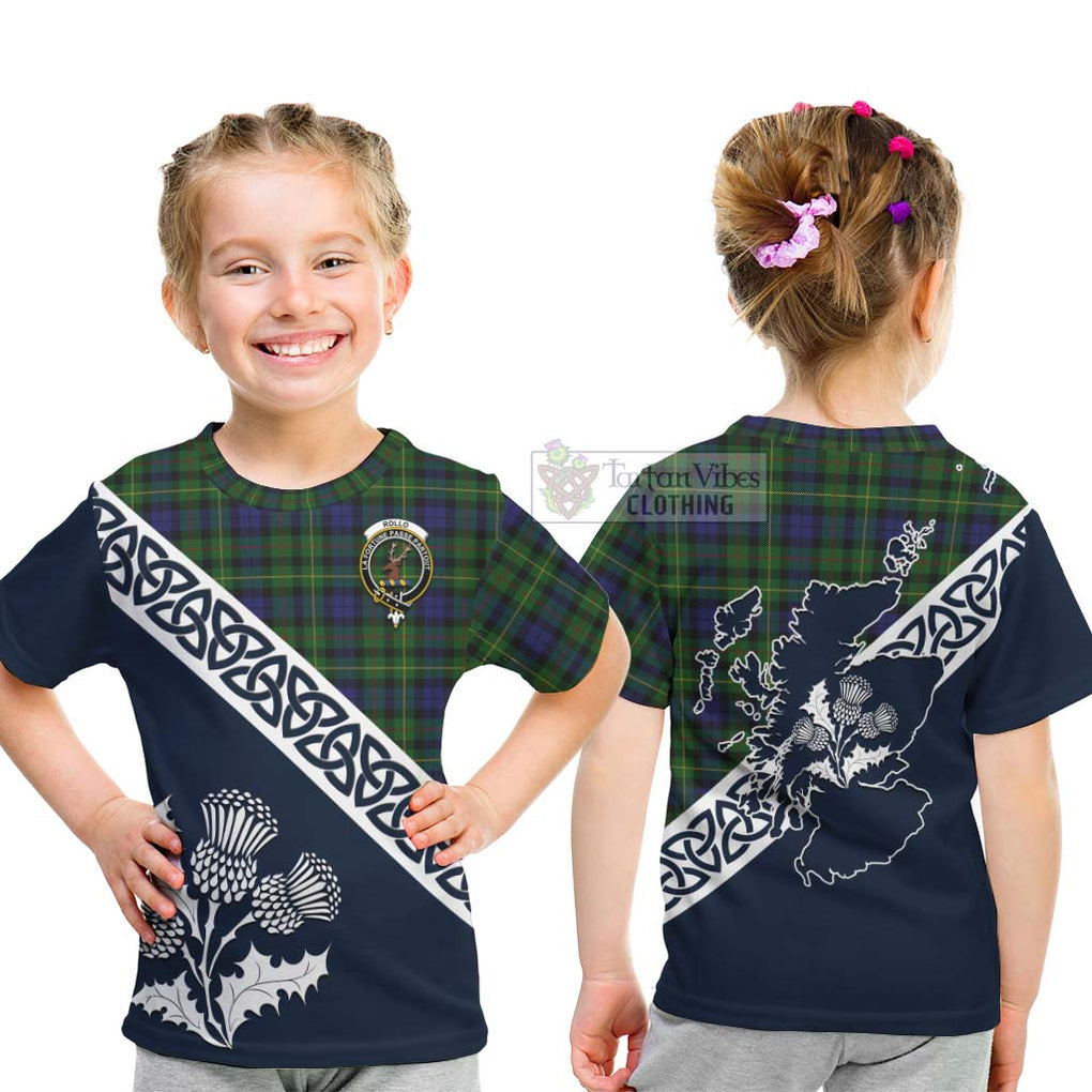 Tartan Vibes Clothing Rollo Tartan Kid T-Shirt Featuring Thistle and Scotland Map