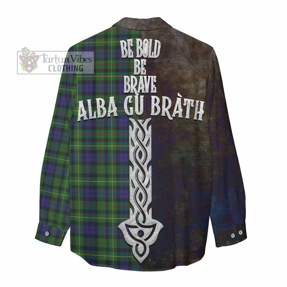 Tartan Vibes Clothing Rollo Tartan Family Crest Women's Casual Shirt Alba Gu Brath Be Brave Lion Ancient Style