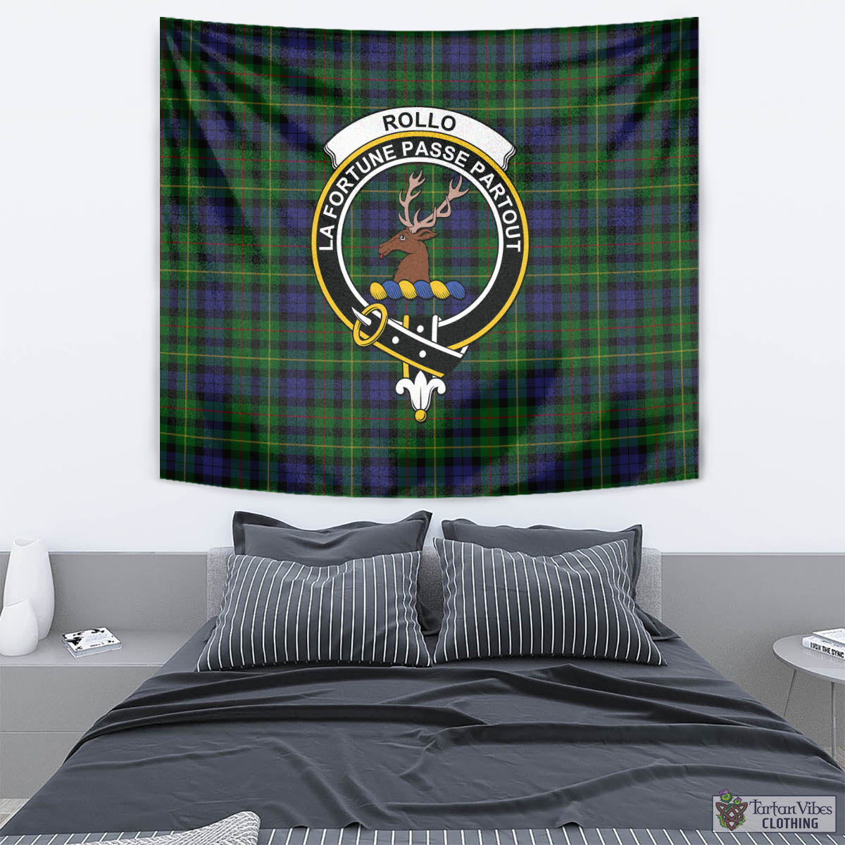 Rollo Tartan Tapestry Wall Hanging and Home Decor for Room with Family Crest - Tartan Vibes Clothing