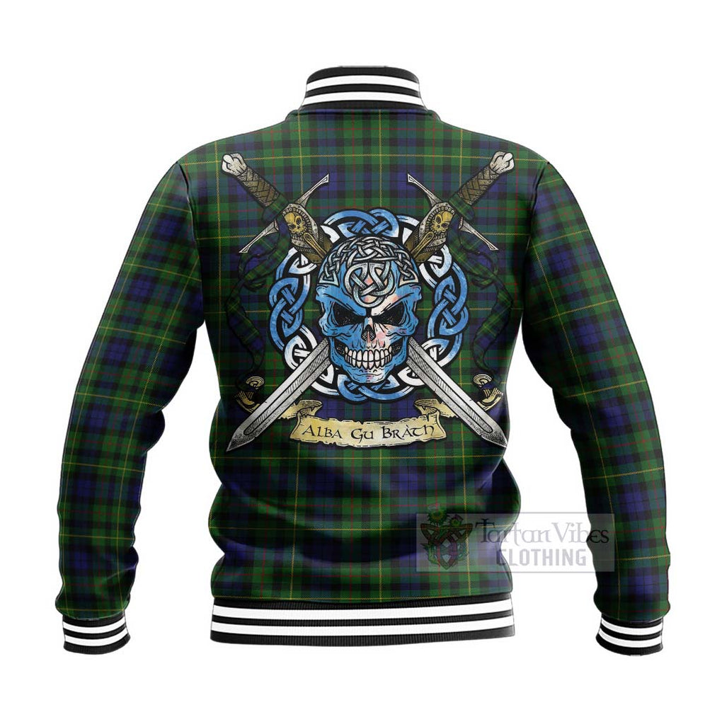 Tartan Vibes Clothing Rollo Tartan Baseball Jacket with Family Crest Celtic Skull Style