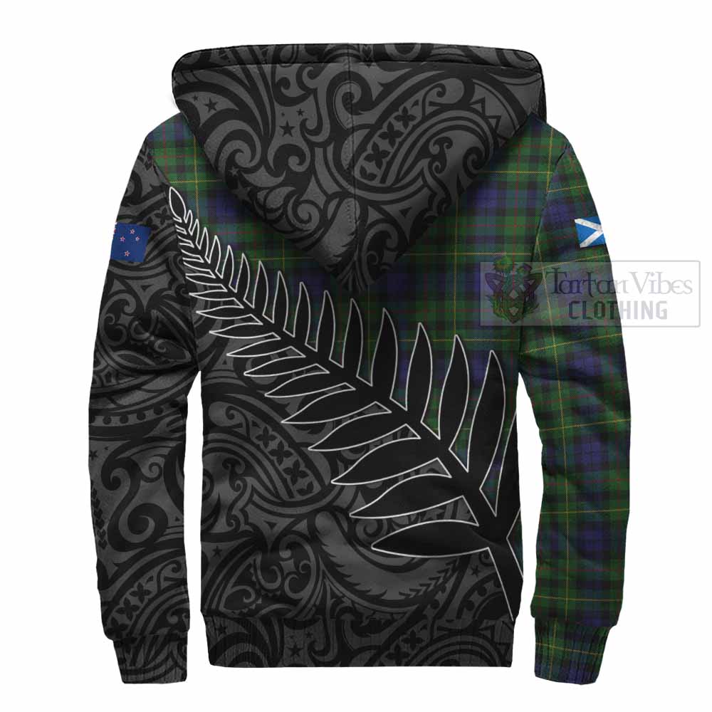 Tartan Vibes Clothing Rollo Crest Tartan Sherpa Hoodie with New Zealand Silver Fern Half Style