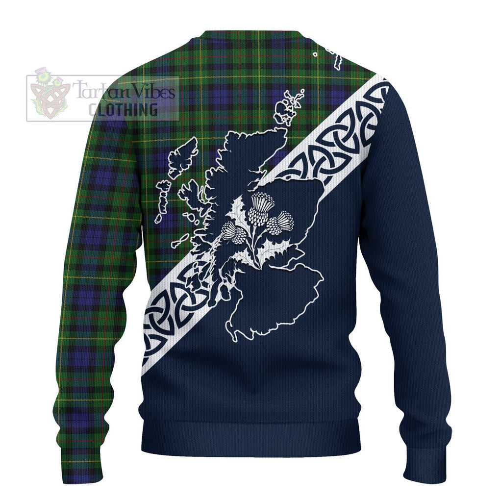 Tartan Vibes Clothing Rollo Tartan Knitted Sweater Featuring Thistle and Scotland Map