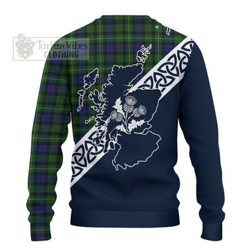 Tartan Vibes Clothing Rollo Tartan Knitted Sweater Featuring Thistle and Scotland Map